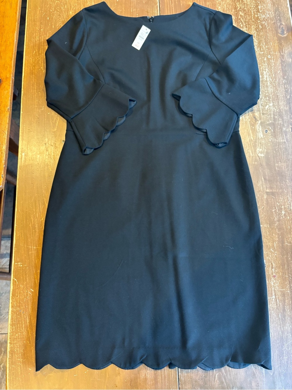 Talbots Black Midi Dress with Scalloped Sleeves 16P